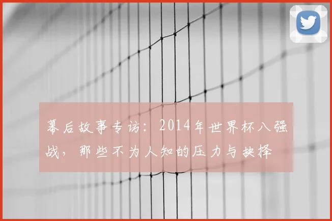 幕后故事专访:2014年世界杯八强战,那些不为人知的压力与抉择